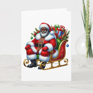 Tarjeta Santa negra en Sleigh Navidades personalizados