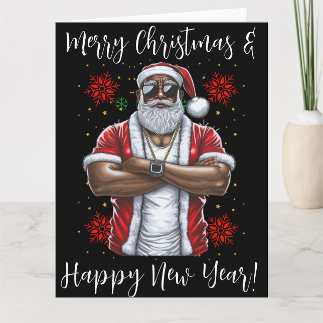 Tarjeta Santa Negro, mucha energía de apodo, travieso, San (Anverso)