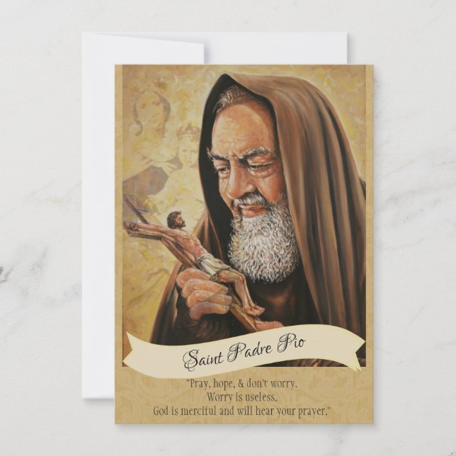 Tarjeta Santa Padre Pio Lady Mount Carmel Prayer (Anverso)