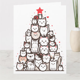 Tarjeta Santa Patas Gato Meowy Navidad Árbol de Catmas