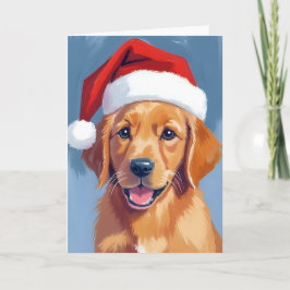 Tarjeta Santa Paws | Cachorro de Retriever Dorado Navidad