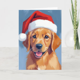 Tarjeta Santa Paws Cachorro de Retriever Dorado Navidad
