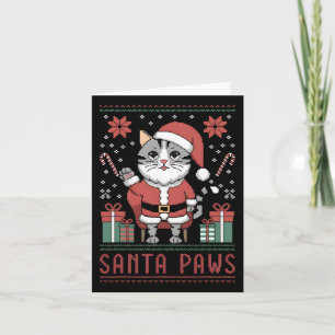Tarjeta Santa Paws Cat Santa Hat Navidades Kitten Xmas Ugl