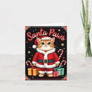 Tarjeta Santa Paws Cat Santa Hat Navidades Kitten Xmas Ugl