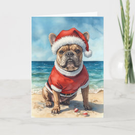 Tarjeta Santa Paws va a la costa - Navidades de Bulldog fr