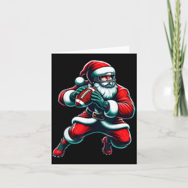 Tarjeta Santa Playing American Football Christmas Women Me (Anverso)