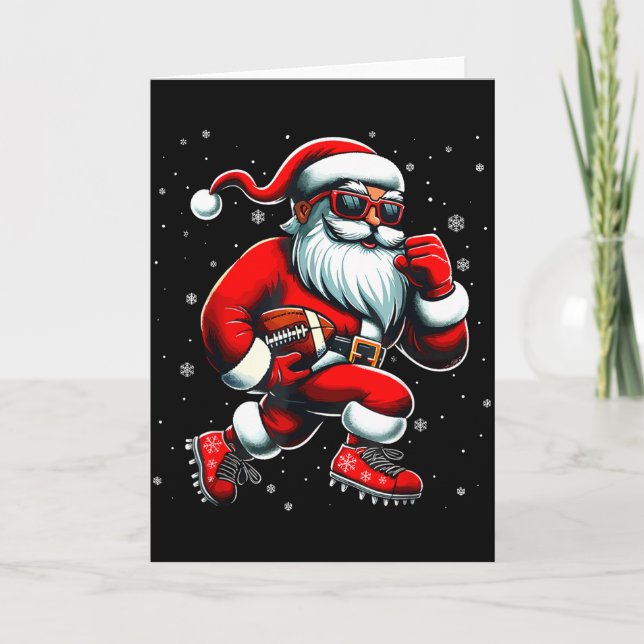 Tarjeta Santa Playing Football Men Boys Christmas Football (Anverso)