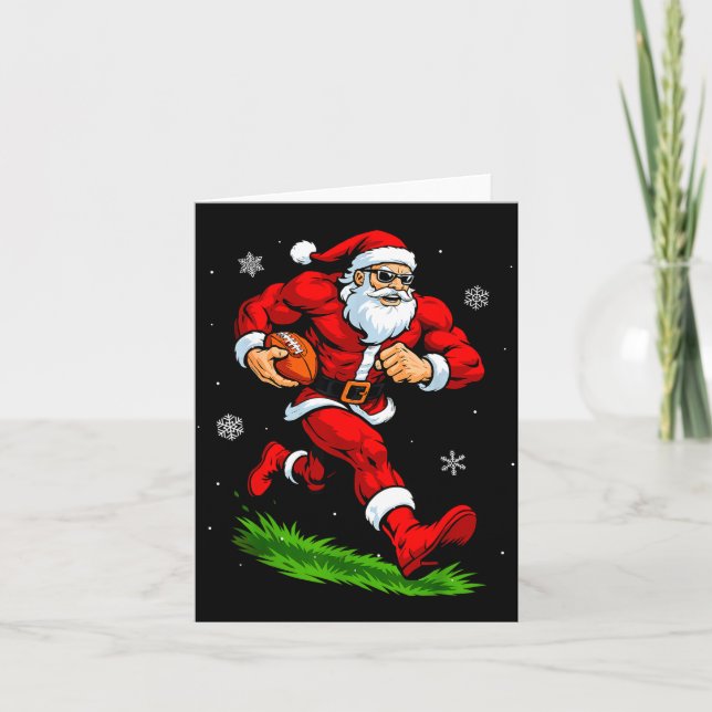 Tarjeta Santa Playing Football Xmas Funny Christmas Footba (Anverso)