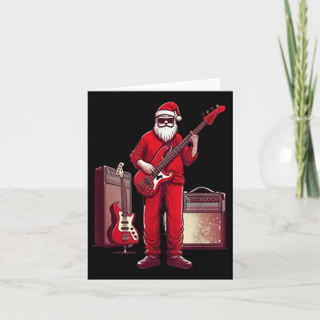 Tarjeta Santa Playing Guitar B Christmas Pajama Musician B (Anverso)