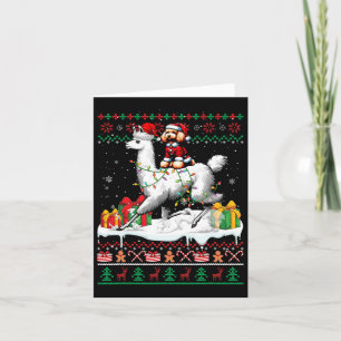 Tarjeta Santa Poodle Riding Llama Navidades Sweater Lover