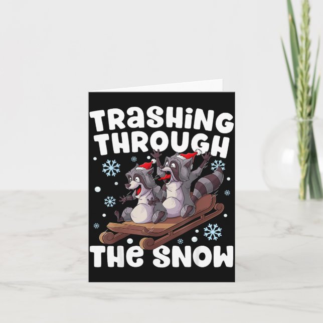 Tarjeta Santa Racoon Trashing Through The Snow Cute Christ (Anverso)