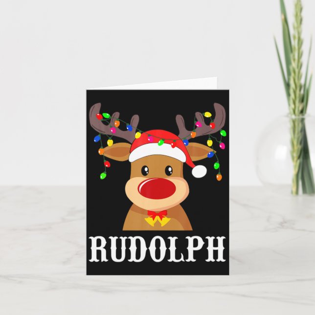 Tarjeta Santa Reindeer Rudolph Xmas Group Costume  (Anverso)