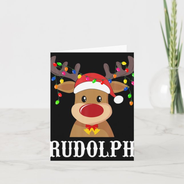 Tarjeta Santa Reindeer Rudolph Xmas Group Costume  (Anverso)