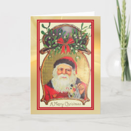 Tarjeta Santa retro con juguetes vacaciones de la frontera