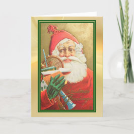 Tarjeta Santa retro con juguetes vacaciones de la frontera