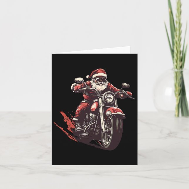 Tarjeta Santa Riding A Motocicleta Biker Lover X (Anverso)