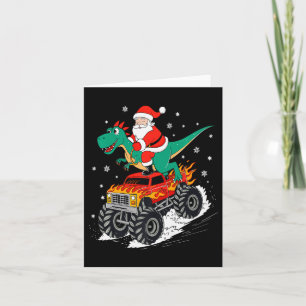 Tarjeta Santa Riding T Rex Dinosaur Monstruo Camión Niño C