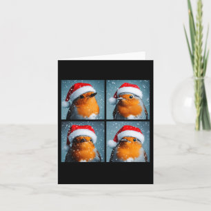 Tarjeta Santa Robin Petirrojo Invierno Pájaro Fotografía N