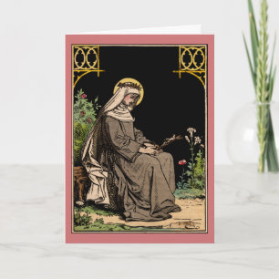 Tarjeta Santa Rosa de Lima Meditando