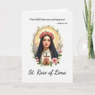 Tarjeta Santa Rosa de Lima Rosas de Paz de Dios Escritura