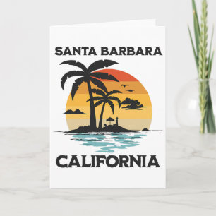 Tarjeta Santa Rra California Playa surf Verano Vacaciones