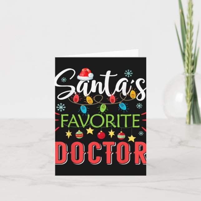 Tarjeta Santa S Favorite Doctor Xmas Light Santa Hat Chris (Anverso)
