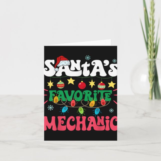 Tarjeta Santa S Favorite Mechanic Funny Santa Xmas Light C (Anverso)