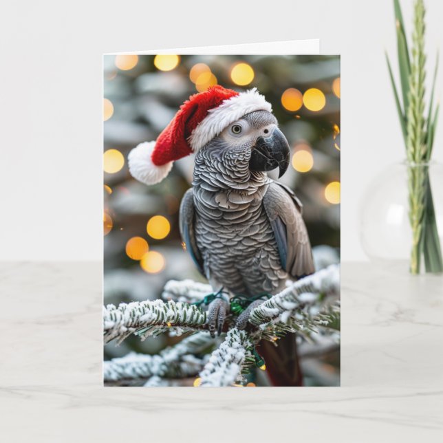 Tarjeta Santa’s Little African Grey Helper  (Anverso)