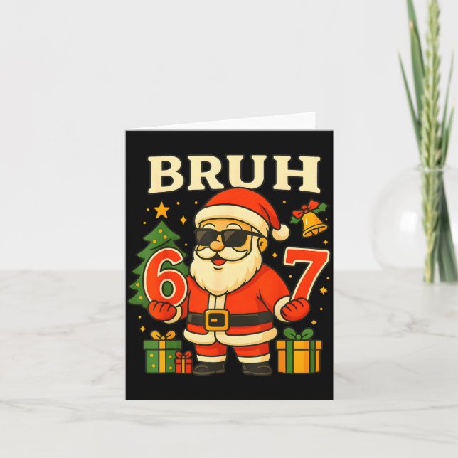 Tarjeta Santa Says 67 Bruh Santa Funny Pajamas 67 Meme Chr (Anverso)