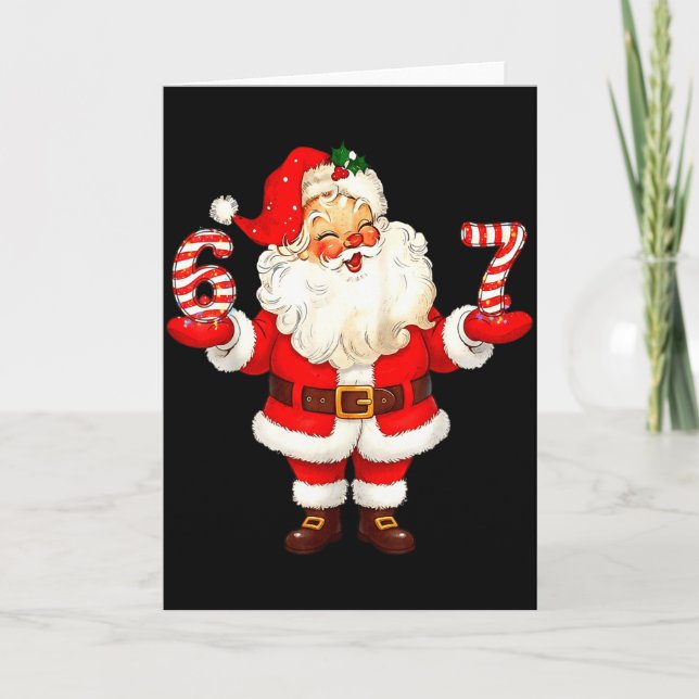 Tarjeta Santa Says Six Seven 6 7 Gen Z Alpha Meme Christma (Anverso)