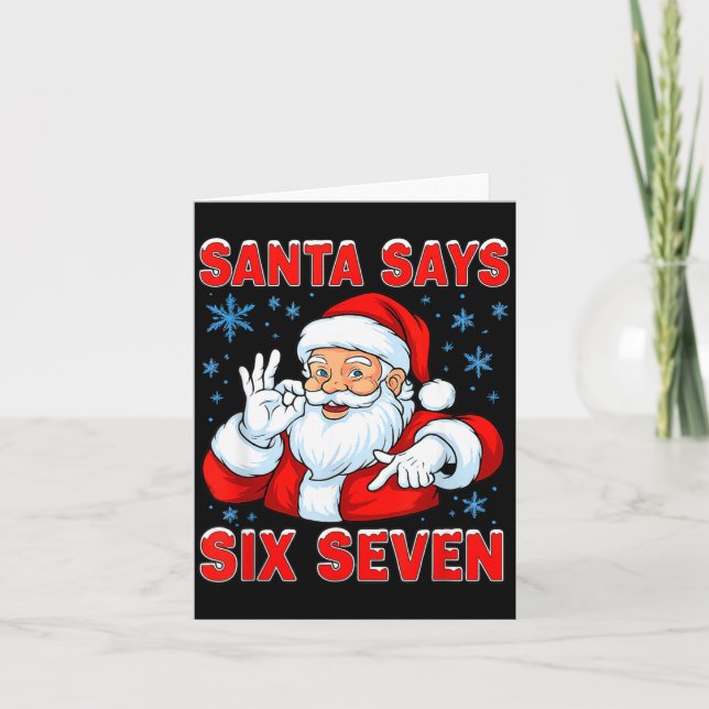 Tarjeta Santa Says Six Seven Funny Gen Z Christmas Gag Bra (Anverso)
