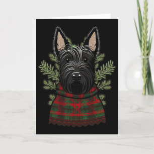 Tarjeta Santa Scottie de Navidad en Terrier Escocés de Nav