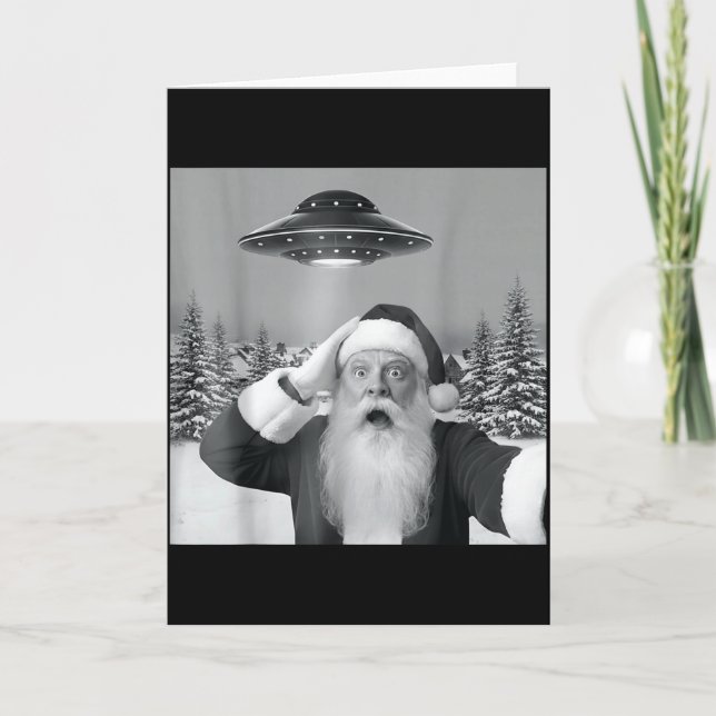 Tarjeta Santa Selfie With Reindeer Ufo Funny Xmas Men Wome (Anverso)