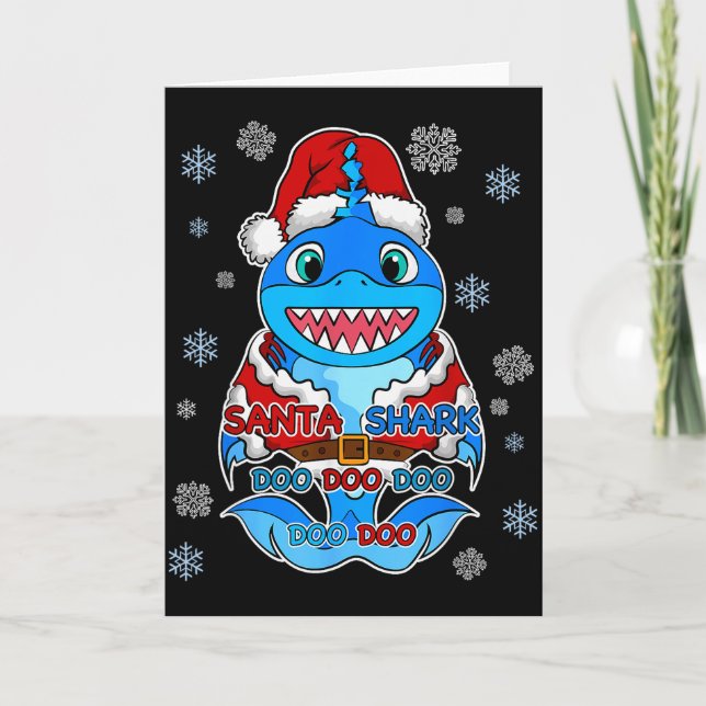 Tarjeta Santa Shark, Shark In A Santa Suit, Christmas Shar (Anverso)