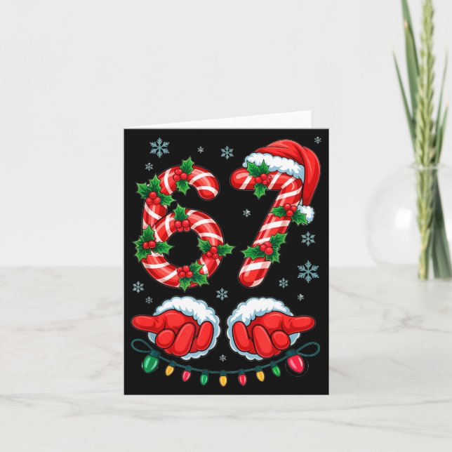 Tarjeta Santa Six Seven 67 Meme Christmas 67 Candy Cane Ki (Anverso)