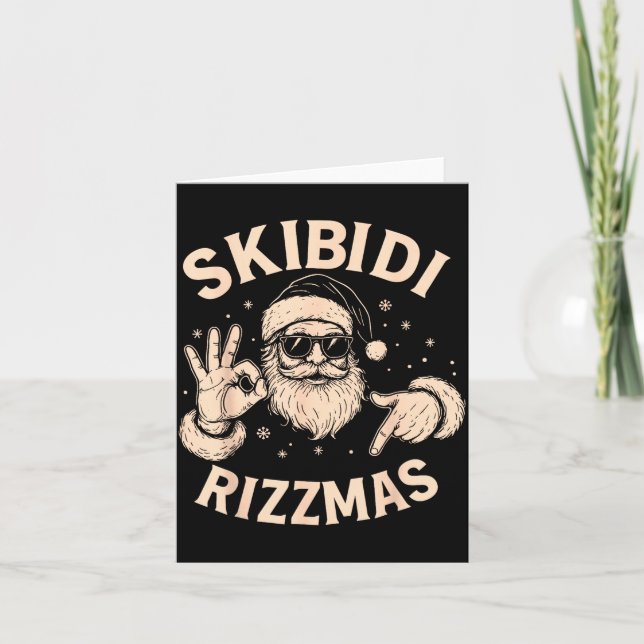 Tarjeta Santa Six Seven Meme 67 Hands Sign Rizz Skibidi Ri (Anverso)