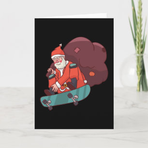 Tarjeta Santa skateboarding de Navidad