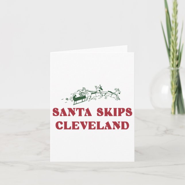 Tarjeta Santa Skip Cleveland Funny Santa Reindeer Xmas Ch (Anverso)