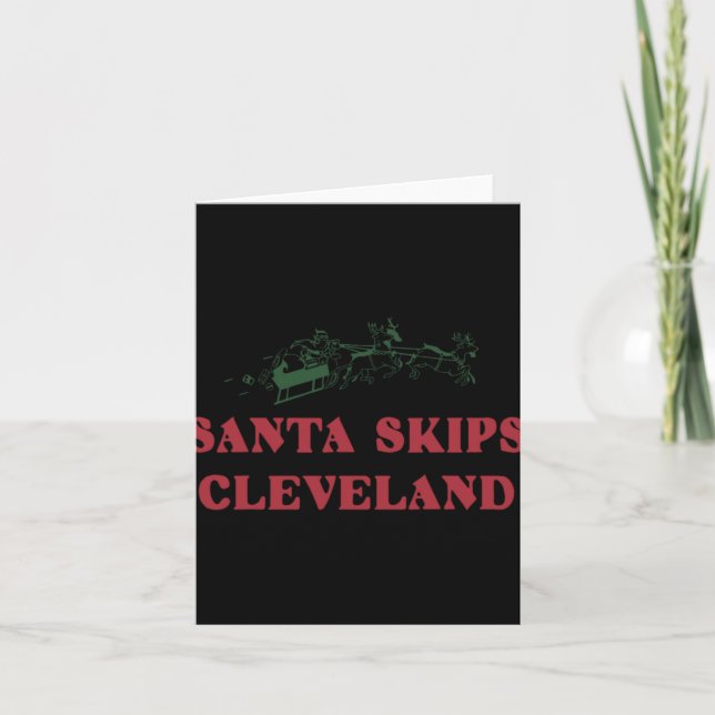 Tarjeta Santa Skips Cleveland Funny Santa Reindeer Xmas Ch (Anverso)