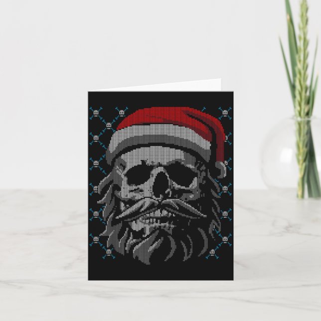 Tarjeta Santa Skull Ugly Christmas Santa Lover Y Christmas (Anverso)