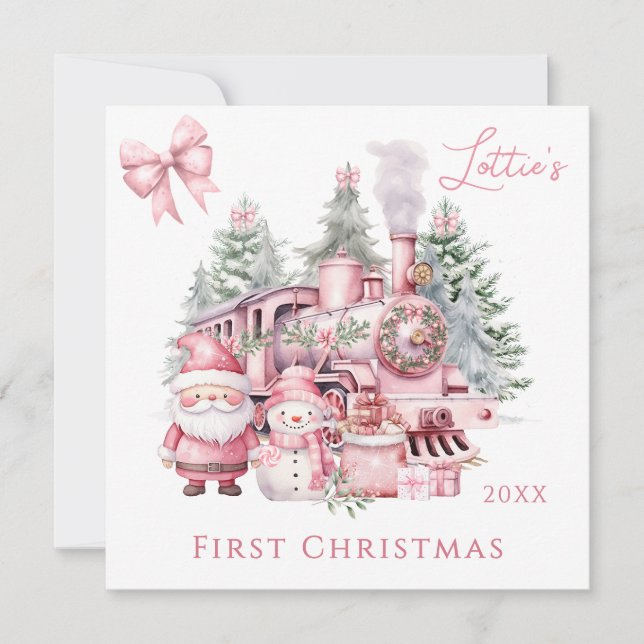 Tarjeta Santa Snowman Baby Primer Navidad (Anverso)