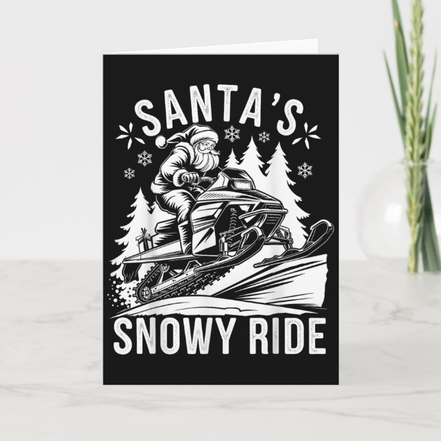 Tarjeta Santa Snowmobile Riding Snowmobiling Christmas  (Anverso)