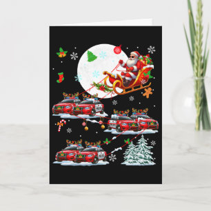 Tarjeta Santa Sungles Trineo Reno Autos de Policía Navidad