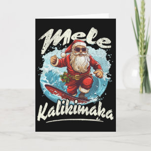 Tarjeta Santa Surfing Mele Kalikimaka Aloha Hawái Navidad