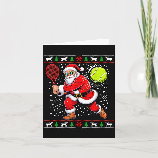 Tarjeta Santa Tennis Player Christmas Xmas Funny Holiday M (Anverso)