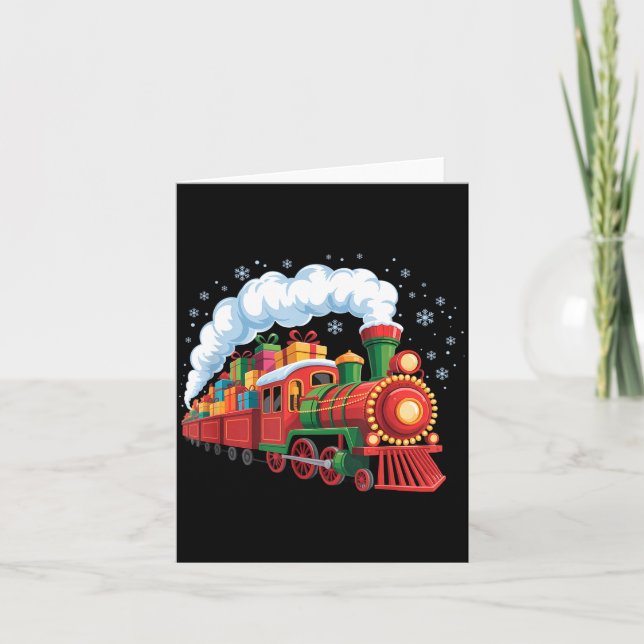 Tarjeta Santa Train Lights Snow Christmas Funny Winter Hol (Anverso)