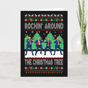Tarjeta Santa Trump Baile Bailando Rockeando Alrededor Del