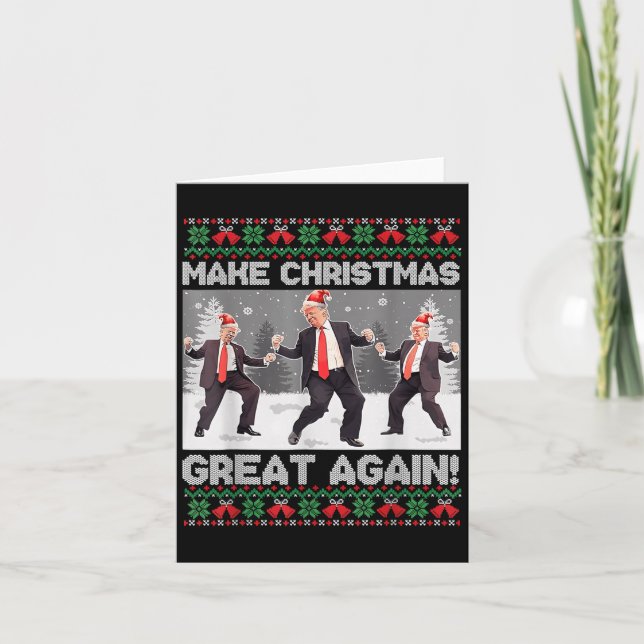 Tarjeta Santa Trump Dance Make Christmas Great Again Ugly  (Anverso)