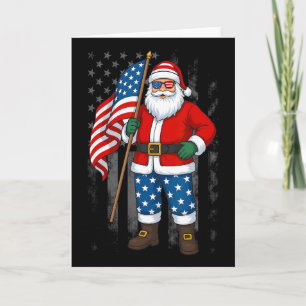 Tarjeta Santa Usa Bandera Americana Navidad En Julio Feliz