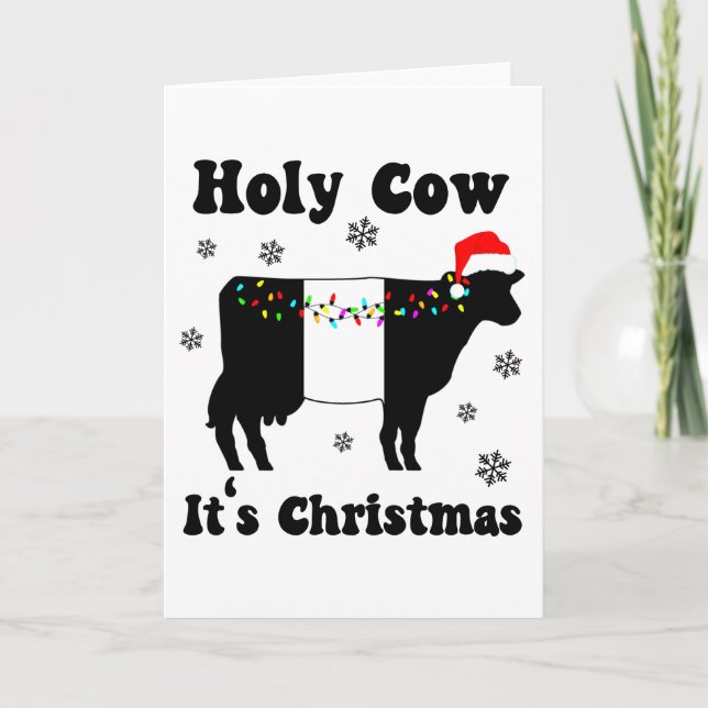 Tarjeta Santa Vaca Es Navidad Belted Galloway Beltie Vaca (Anverso)